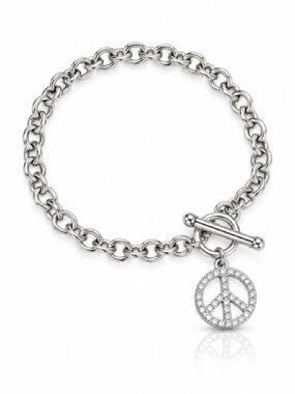 Silver Peace Charm Toggle Bracelet - Women's Jewelry